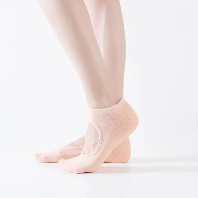 Cotton Non-slip Fitness Yoga Socks for Women Backless Pilates Ballet Dance Slippers Ideal for Gym Workouts Barefoot Socks