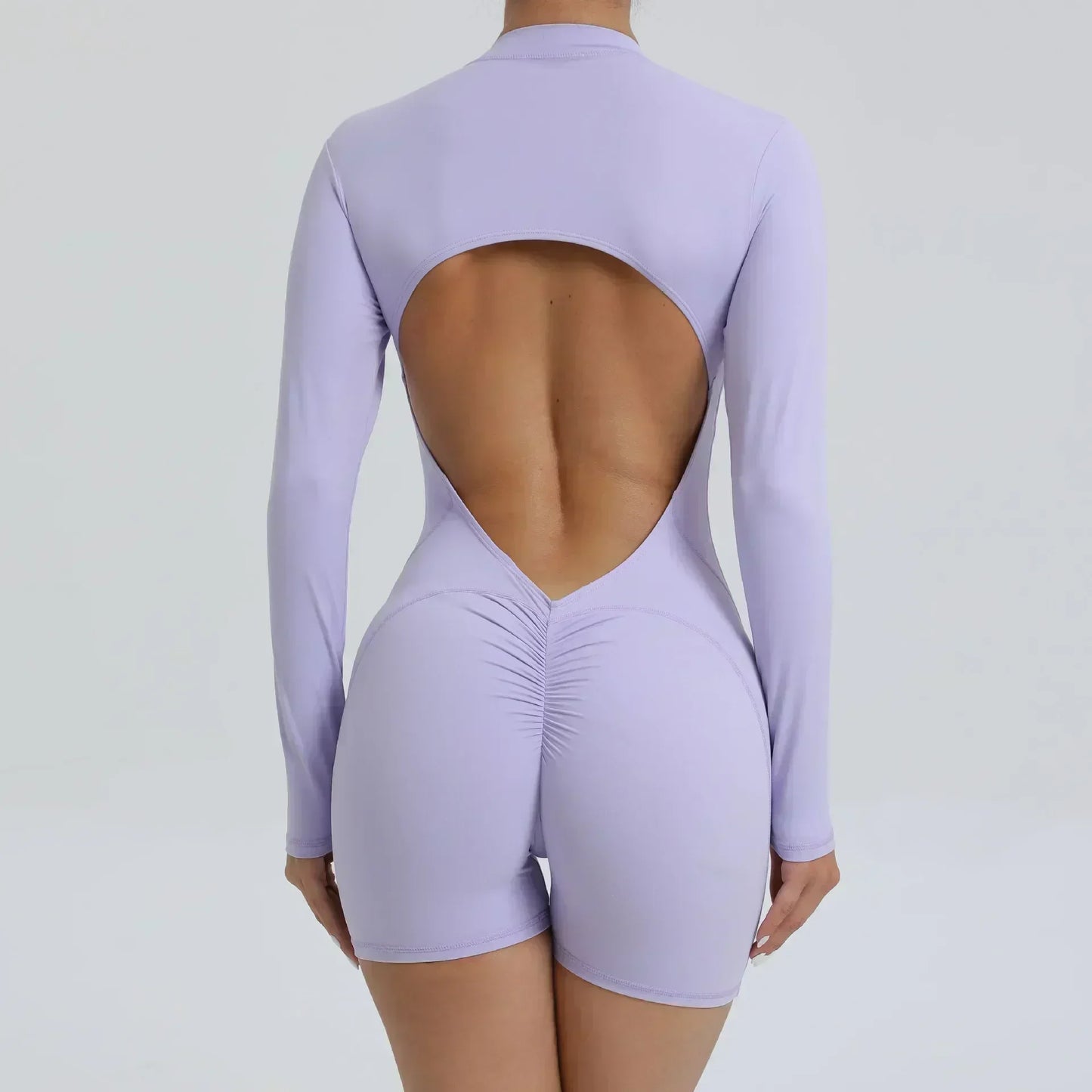 Seamless Yoga Zipper Jumpsuit for Women Long-Sleeved Hip-Lifting Fitness Beauty Back Sports Workout Gym Tracksuit