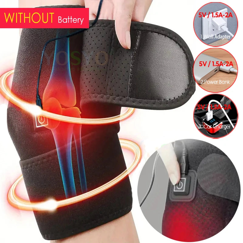 Electric Heating Knee Protector with Adjustable Temperature Levels - One Click Joint Care Tool Black Composite Material Knee Massage Instrument