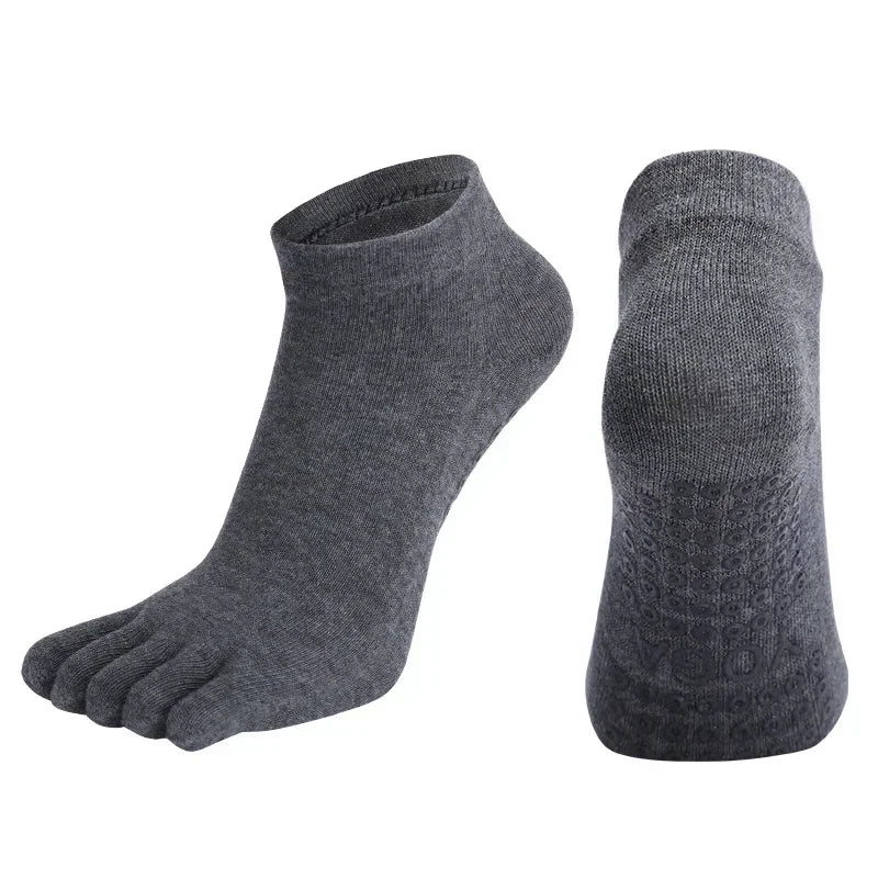 Combed Cotton Five Finger Yoga Socks for Women Silicone Anti Slip Professional Pilates Socks Indoor Dance Fitness Sports Socks