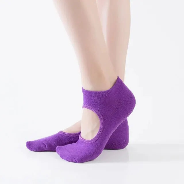 Cotton Non-slip Fitness Yoga Socks for Women Backless Pilates Ballet Dance Slippers Ideal for Gym Workouts Barefoot Socks