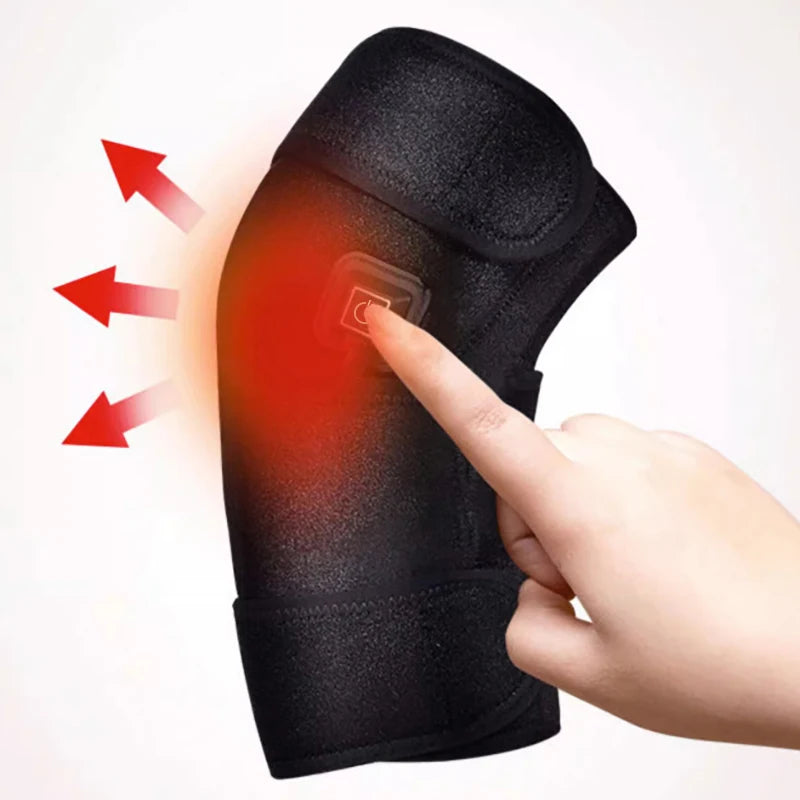 Electric Heating Knee Protector with Adjustable Temperature Levels - One Click Joint Care Tool Black Composite Material Knee Massage Instrument