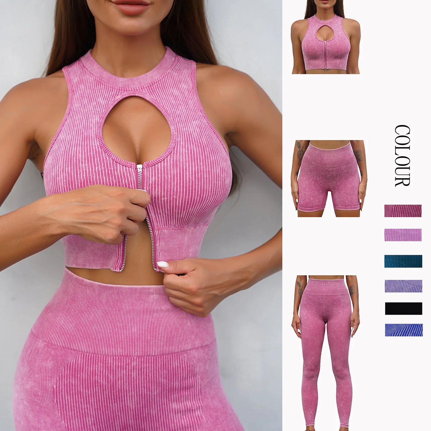 Ribbed Woman yoga Clothes beautiful back fitness suit hip lifting elastic Sports GYM tights fitting sportswear for women