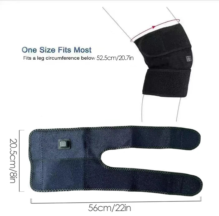 Electric Heating Knee Protector with Adjustable Temperature Levels - One Click Joint Care Tool Black Composite Material Knee Massage Instrument