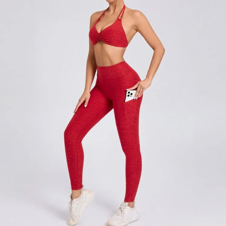 Eye Catching Yoga Set for Women 2PCS with Shorts Crop Top Sports Bra Gym Fitness Tracksuit for Running
