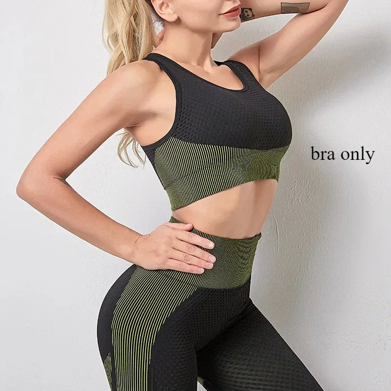 Women's Yoga Set for Gym Fitness Outfit with Zipper Long Sleeve Crop Bra Top and Leggings Separately Sold
