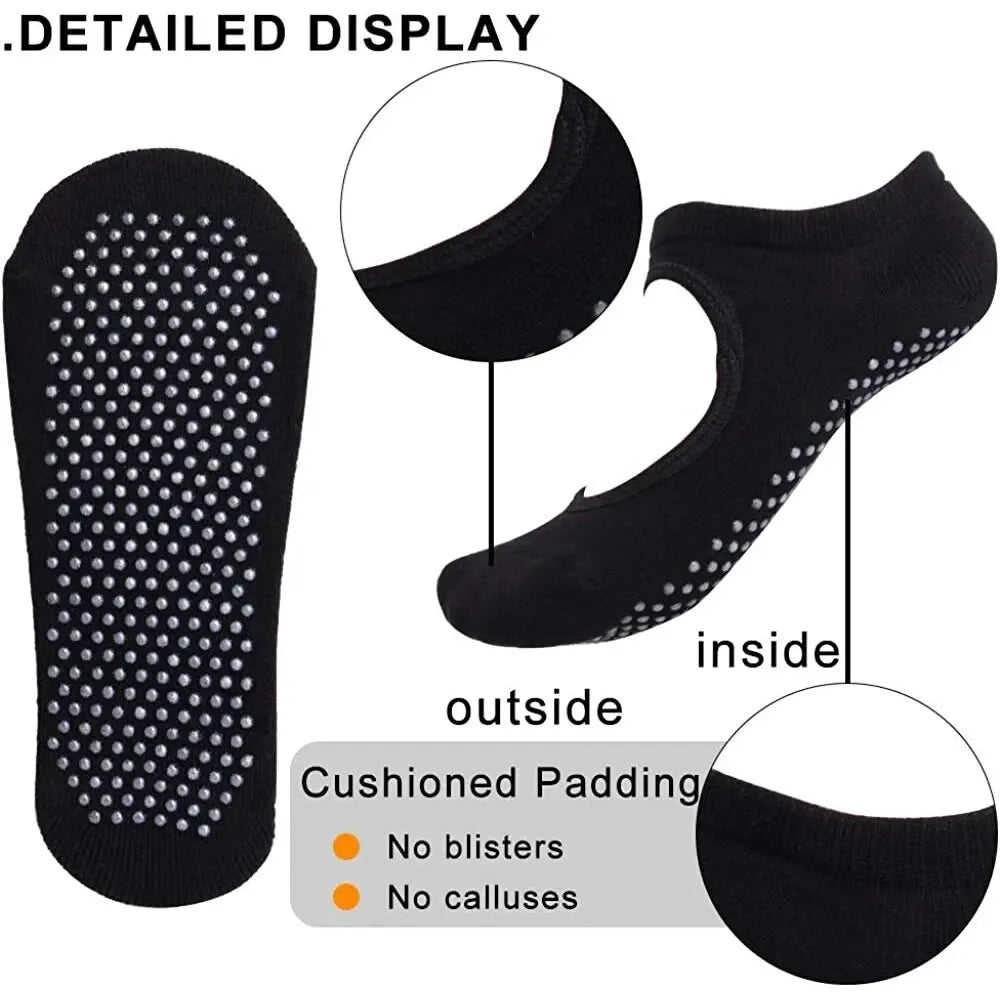 Cotton Non-slip Fitness Yoga Socks for Women Backless Pilates Ballet Dance Slippers Ideal for Gym Workouts Barefoot Socks
