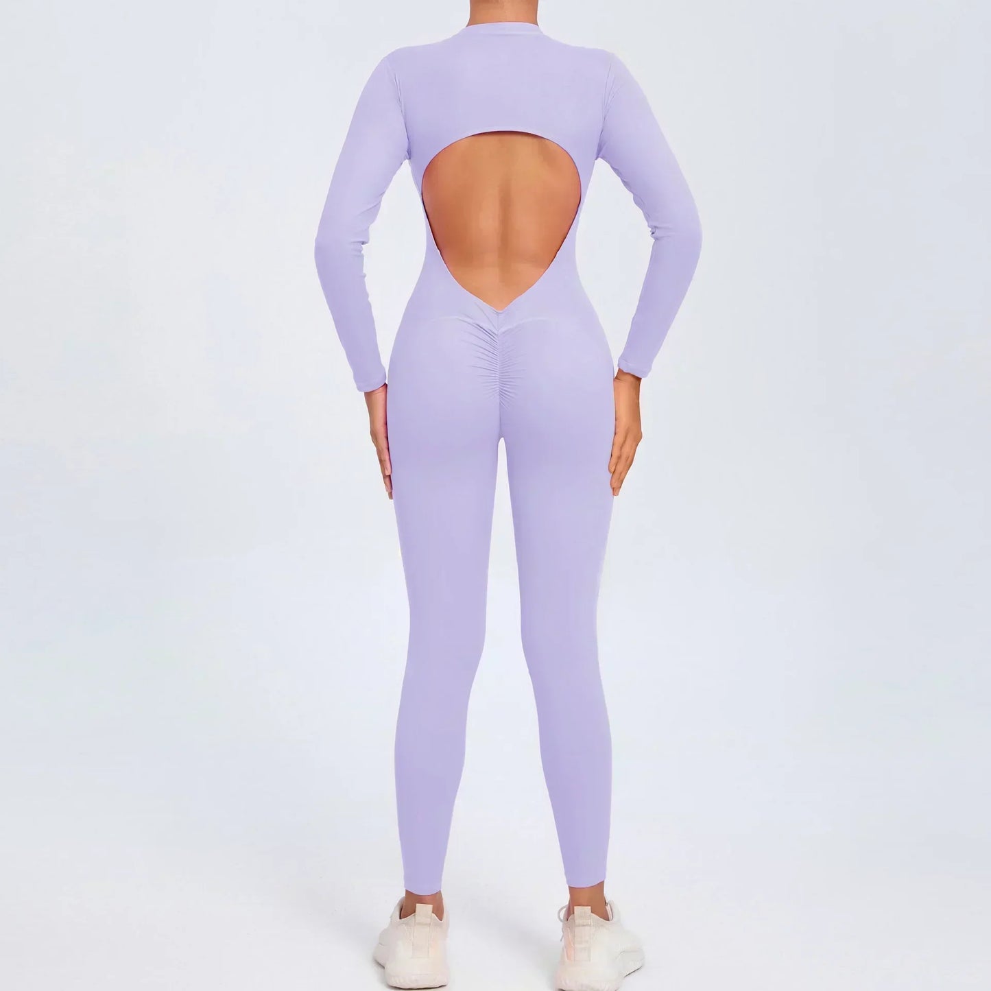 Seamless Yoga Zipper Jumpsuit for Women Long-Sleeved Hip-Lifting Fitness Beauty Back Sports Workout Gym Tracksuit