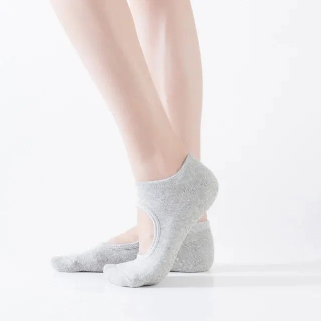 Cotton Non-slip Fitness Yoga Socks for Women Backless Pilates Ballet Dance Slippers Ideal for Gym Workouts Barefoot Socks