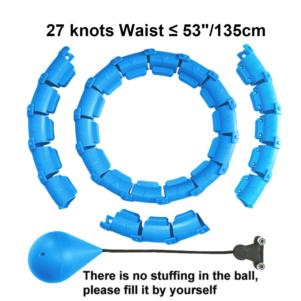 21/24/27/30 Knots Blue Weighted Hula Circle Sport Hoops Weight Loss Plus Size Smart Exercise Adjustable with Detachable Knots