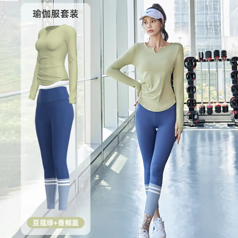Women's Quick-Drying Seamless Yoga Top High-Waist Hip-Lifting Fitness Pants Elastic Running Sports Cycling Suit