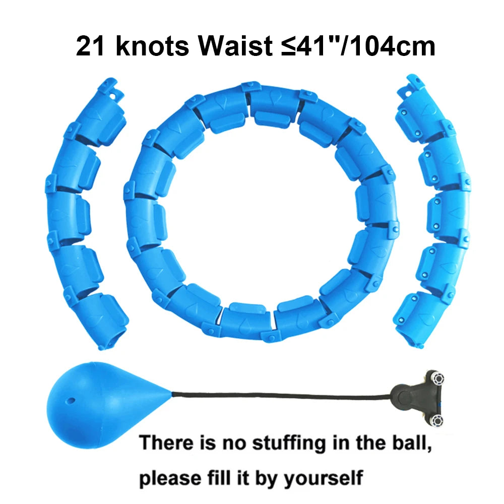 21/24/27/30 Knots Blue Weighted Hula Circle Sport Hoops Weight Loss Plus Size Smart Exercise Adjustable with Detachable Knots