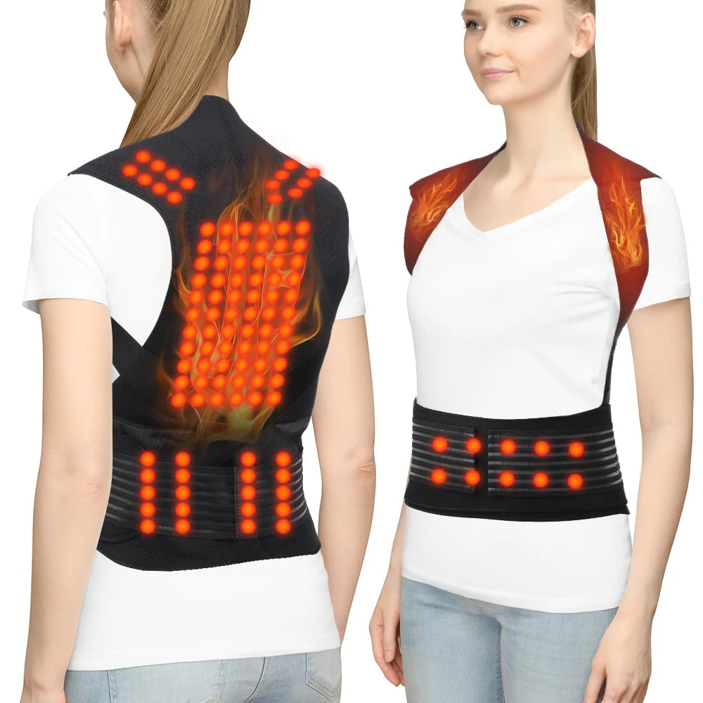 108/111 Tourmaline Magnets Self-heating Belt Protector Relieve Shoulder Muscle Joint Fatigue Warming Back Waist Vest Braces