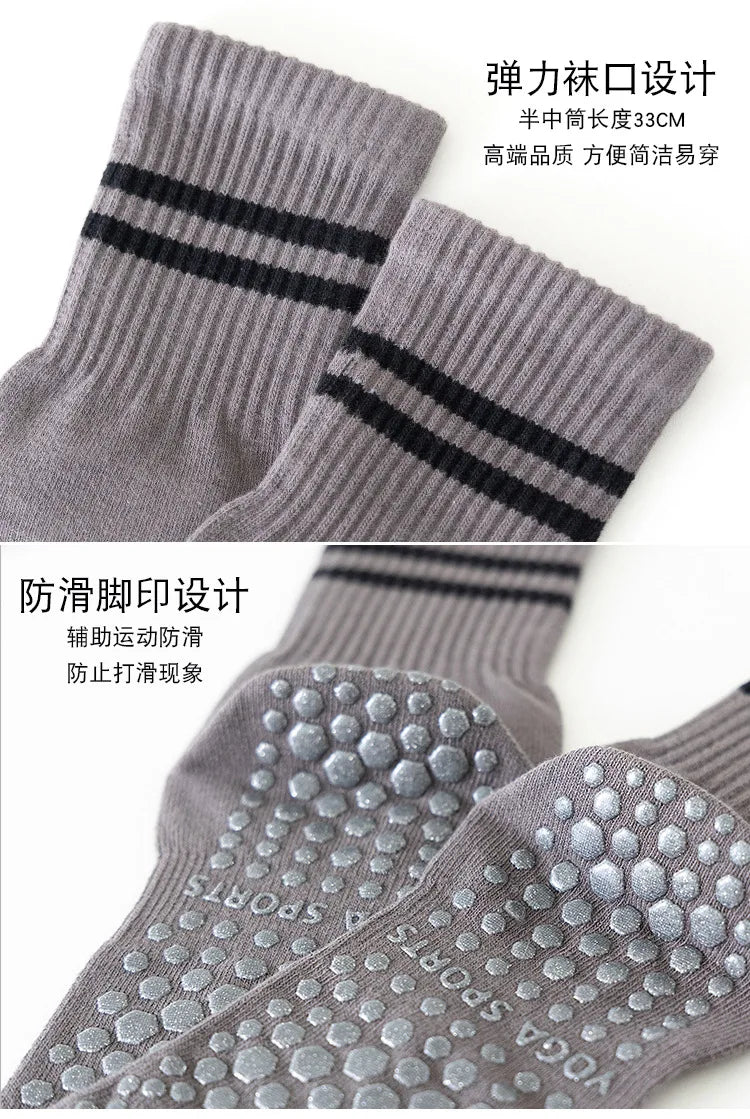 Five Toes Yoga Socks Women Casual Striped Indoor Floor Dance Sports Socks Cotton Breathable Non-slip Gym Fitness Pilates Socks