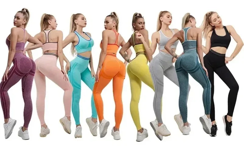 Women's Yoga Clothing Set Long Sleeve Leggings Pants for Gym Fitness Tracksuit Active Wear Workout Clothes