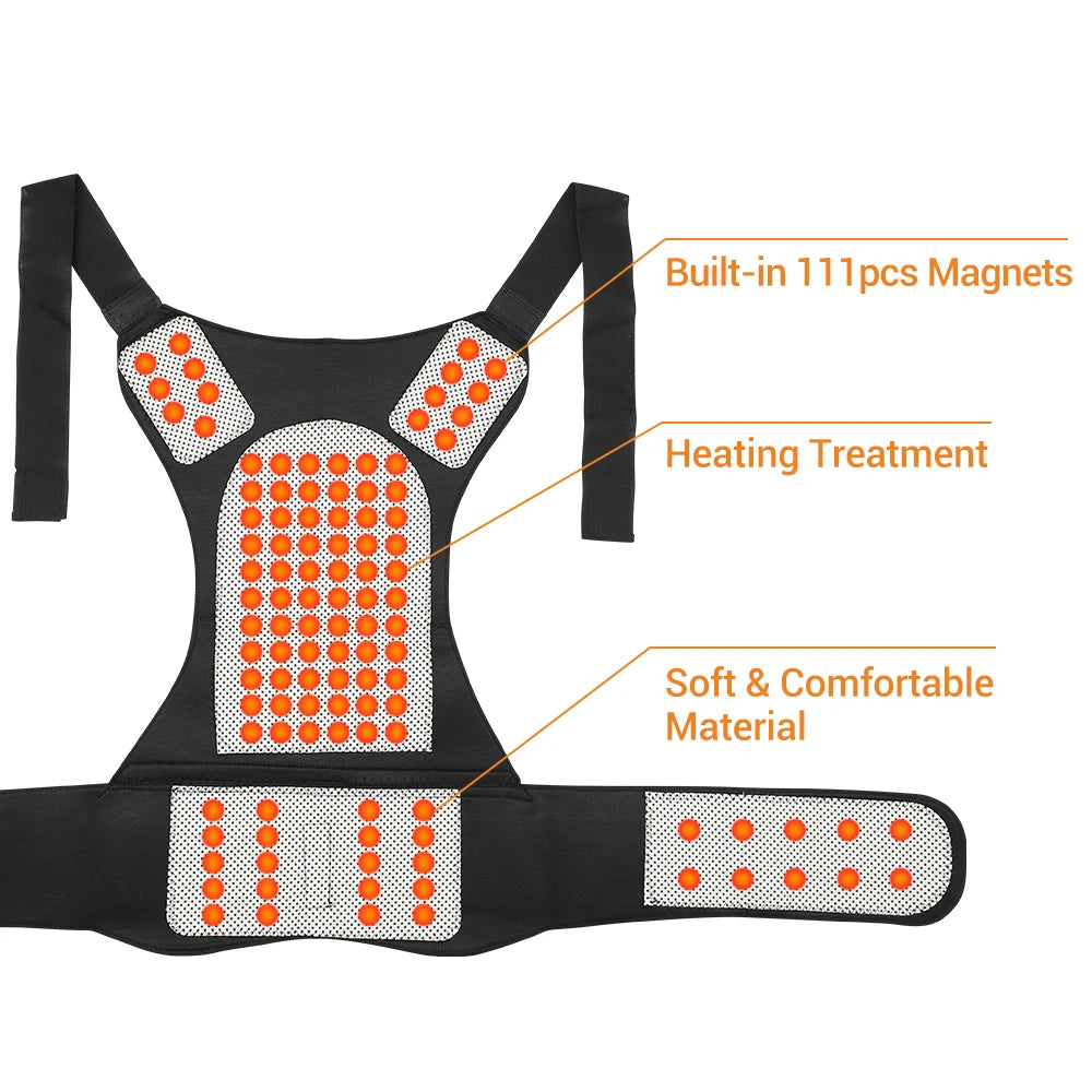 108/111 Tourmaline Magnets Self-heating Belt Protector Relieve Shoulder Muscle Joint Fatigue Warming Back Waist Vest Braces