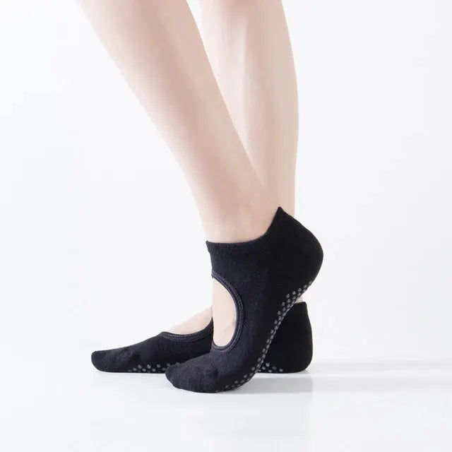 Cotton Non-slip Fitness Yoga Socks for Women Backless Pilates Ballet Dance Slippers Ideal for Gym Workouts Barefoot Socks