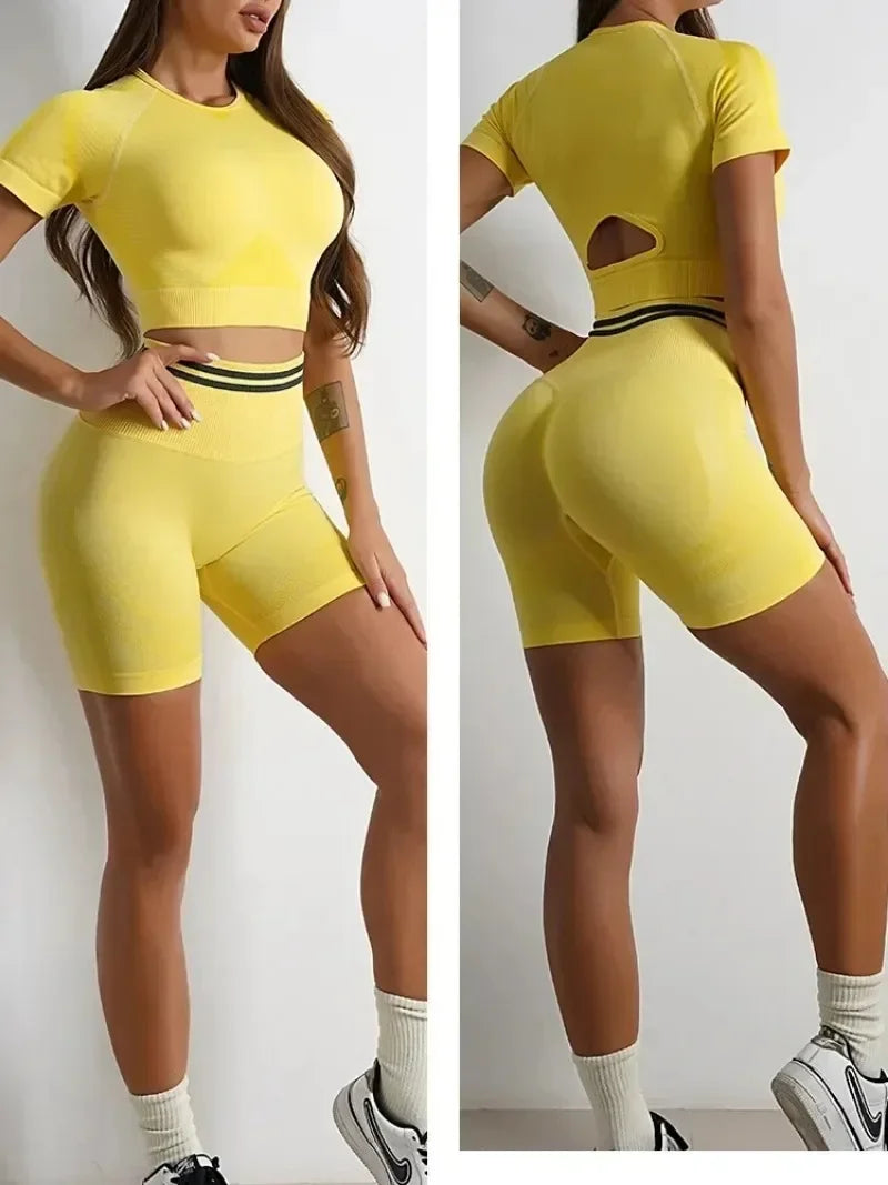 Women's Yoga Clothing Set Long Sleeve Leggings Pants for Gym Fitness Tracksuit Active Wear Workout Clothes