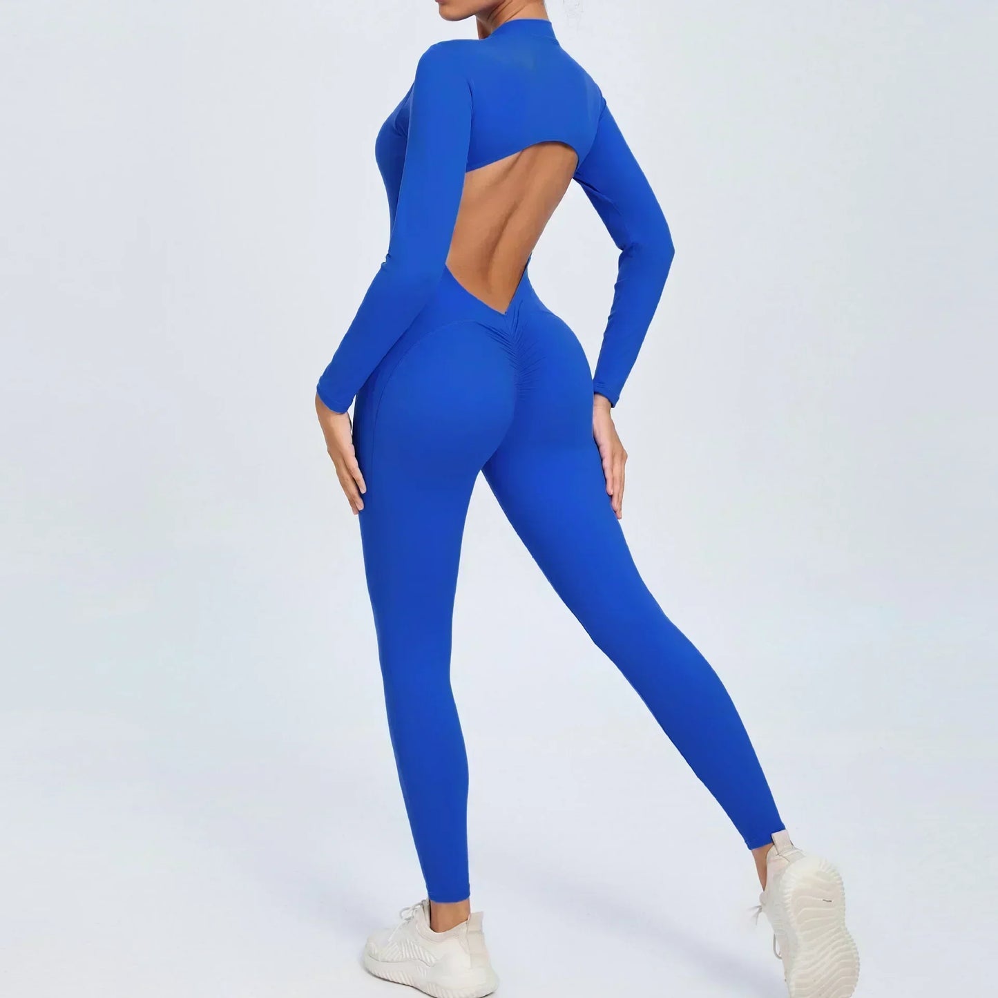 Seamless Yoga Zipper Jumpsuit for Women Long-Sleeved Hip-Lifting Fitness Beauty Back Sports Workout Gym Tracksuit