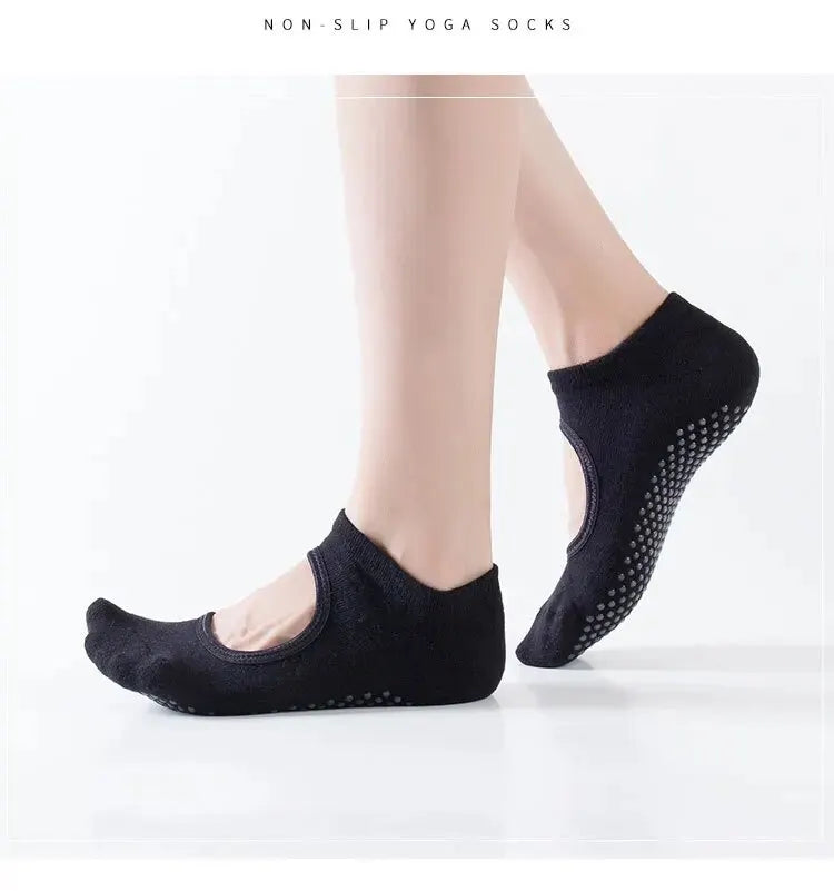 Cotton Non-slip Fitness Yoga Socks for Women Backless Pilates Ballet Dance Slippers Ideal for Gym Workouts Barefoot Socks