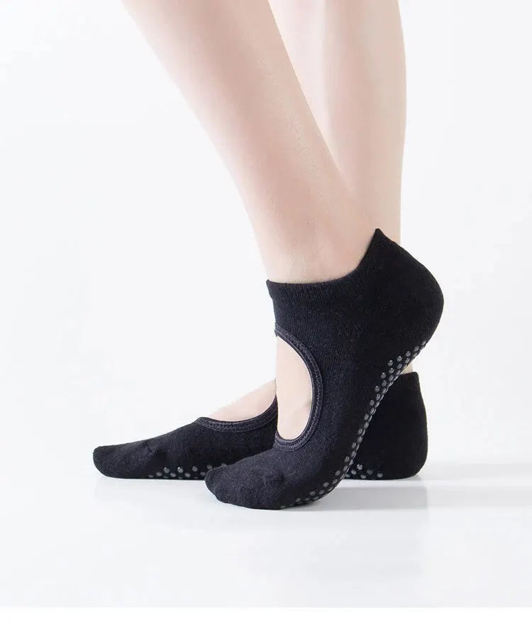 Cotton Non-slip Fitness Yoga Socks for Women Backless Pilates Ballet Dance Slippers Ideal for Gym Workouts Barefoot Socks