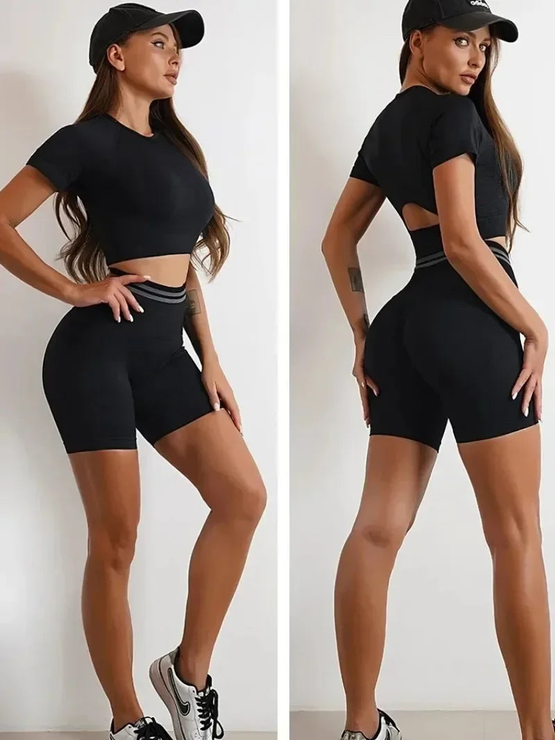 Women's Yoga Clothing Set Long Sleeve Leggings Pants for Gym Fitness Tracksuit Active Wear Workout Clothes