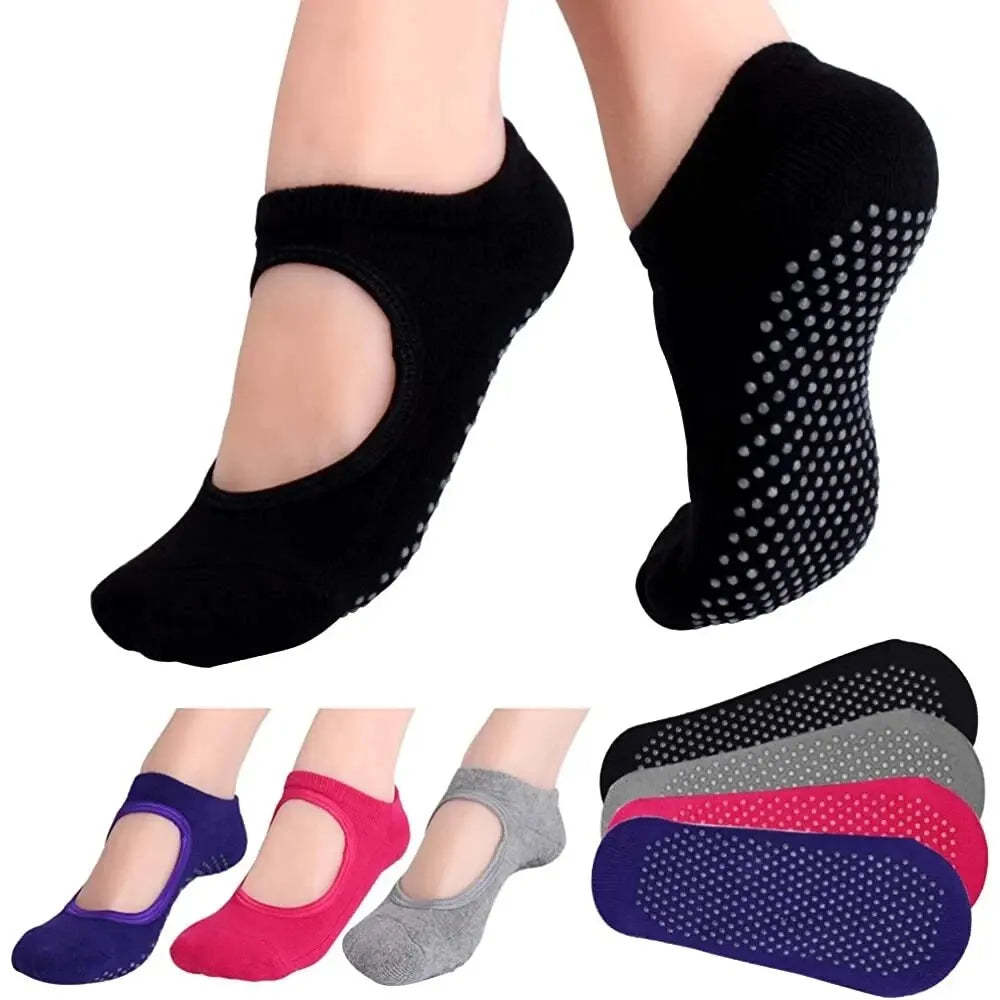 Cotton Non-slip Fitness Yoga Socks for Women Backless Pilates Ballet Dance Slippers Ideal for Gym Workouts Barefoot Socks