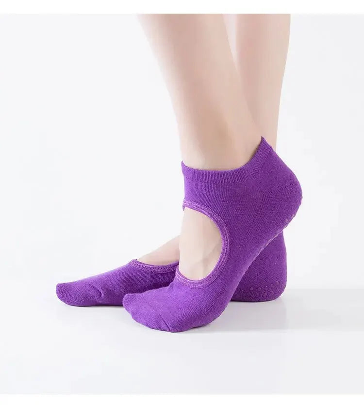 Cotton Non-slip Fitness Yoga Socks for Women Backless Pilates Ballet Dance Slippers Ideal for Gym Workouts Barefoot Socks