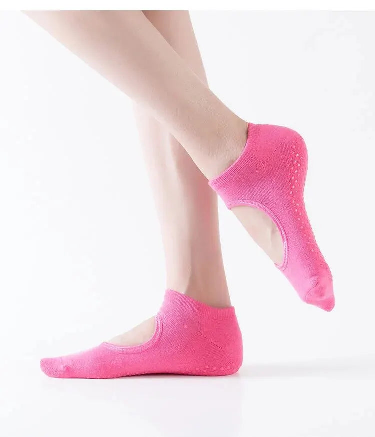 Cotton Non-slip Fitness Yoga Socks for Women Backless Pilates Ballet Dance Slippers Ideal for Gym Workouts Barefoot Socks