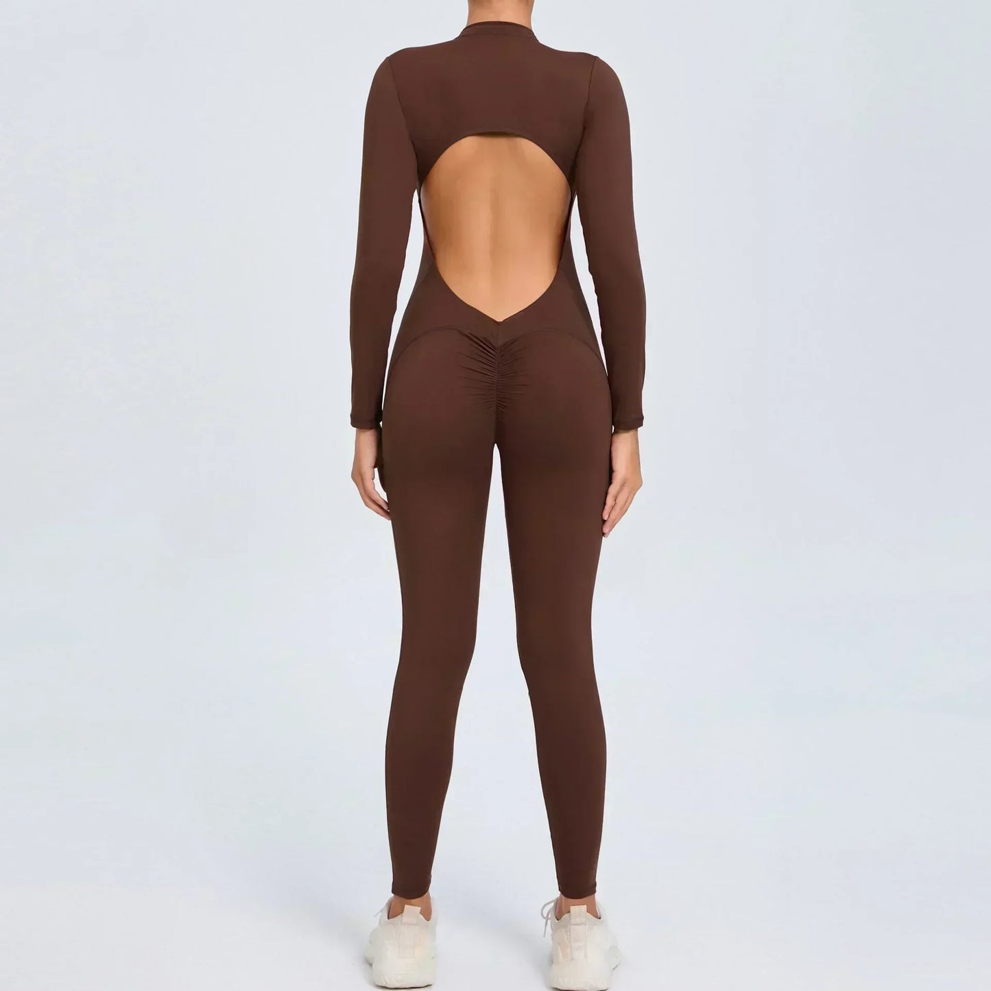Seamless Yoga Zipper Jumpsuit for Women Long-Sleeved Hip-Lifting Fitness Beauty Back Sports Workout Gym Tracksuit