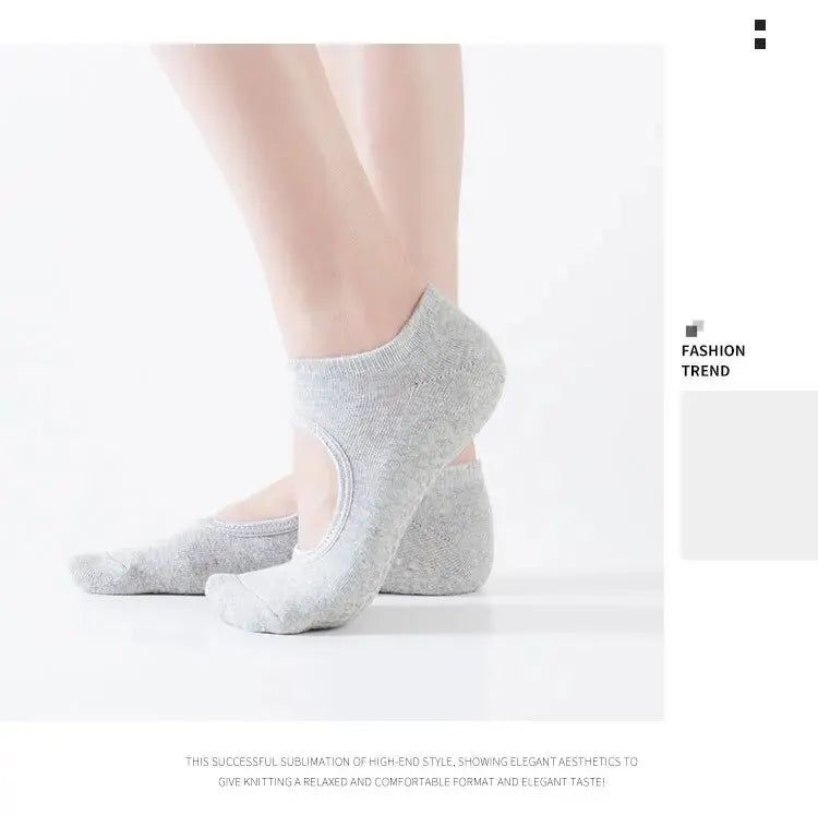 Cotton Non-slip Fitness Yoga Socks for Women Backless Pilates Ballet Dance Slippers Ideal for Gym Workouts Barefoot Socks