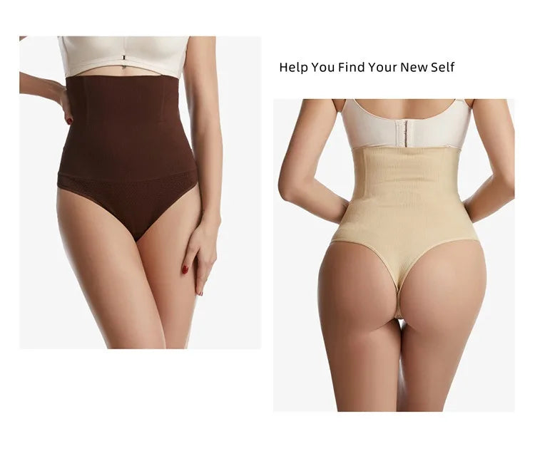 Dimmkof 4 Steel Bones Shapewear Women's Memory Cartlage High Waist Thong Tummy Control Panty Stretch Seamless Fabric Body Shaper