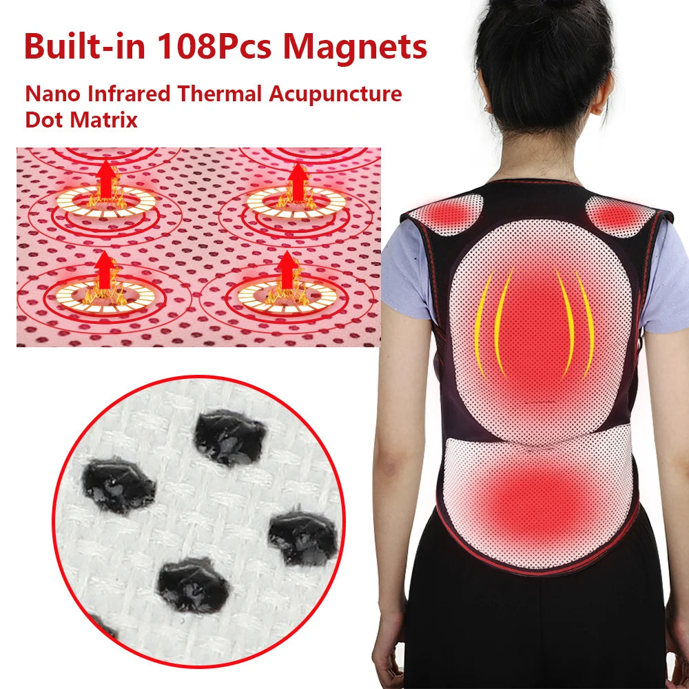 108/111 Tourmaline Magnets Self-heating Belt Protector Relieve Shoulder Muscle Joint Fatigue Warming Back Waist Vest Braces