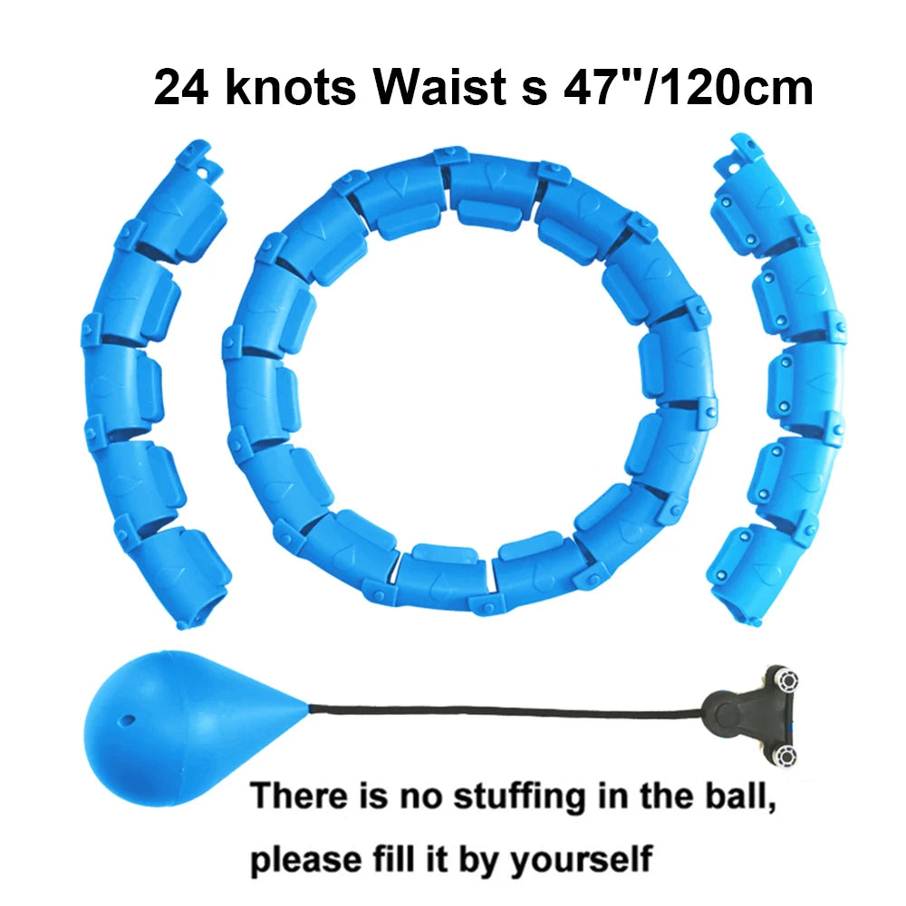 21/24/27/30 Knots Blue Weighted Hula Circle Sport Hoops Weight Loss Plus Size Smart Exercise Adjustable with Detachable Knots