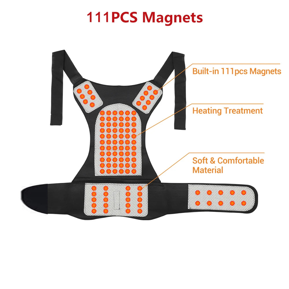 108/111 Tourmaline Magnets Self-heating Belt Protector Relieve Shoulder Muscle Joint Fatigue Warming Back Waist Vest Braces