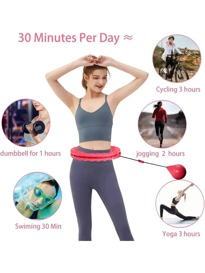 Weighted Sports Circle Hoops for Adults Weight Loss Plus Size for Adults Smart Exercise 2 in 1 Adjustable with Detachable Knots