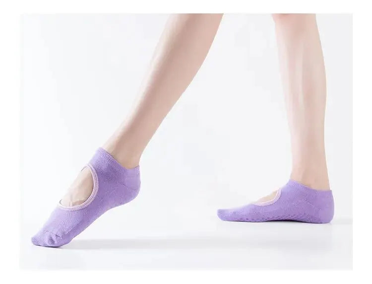 Cotton Non-slip Fitness Yoga Socks for Women Backless Pilates Ballet Dance Slippers Ideal for Gym Workouts Barefoot Socks
