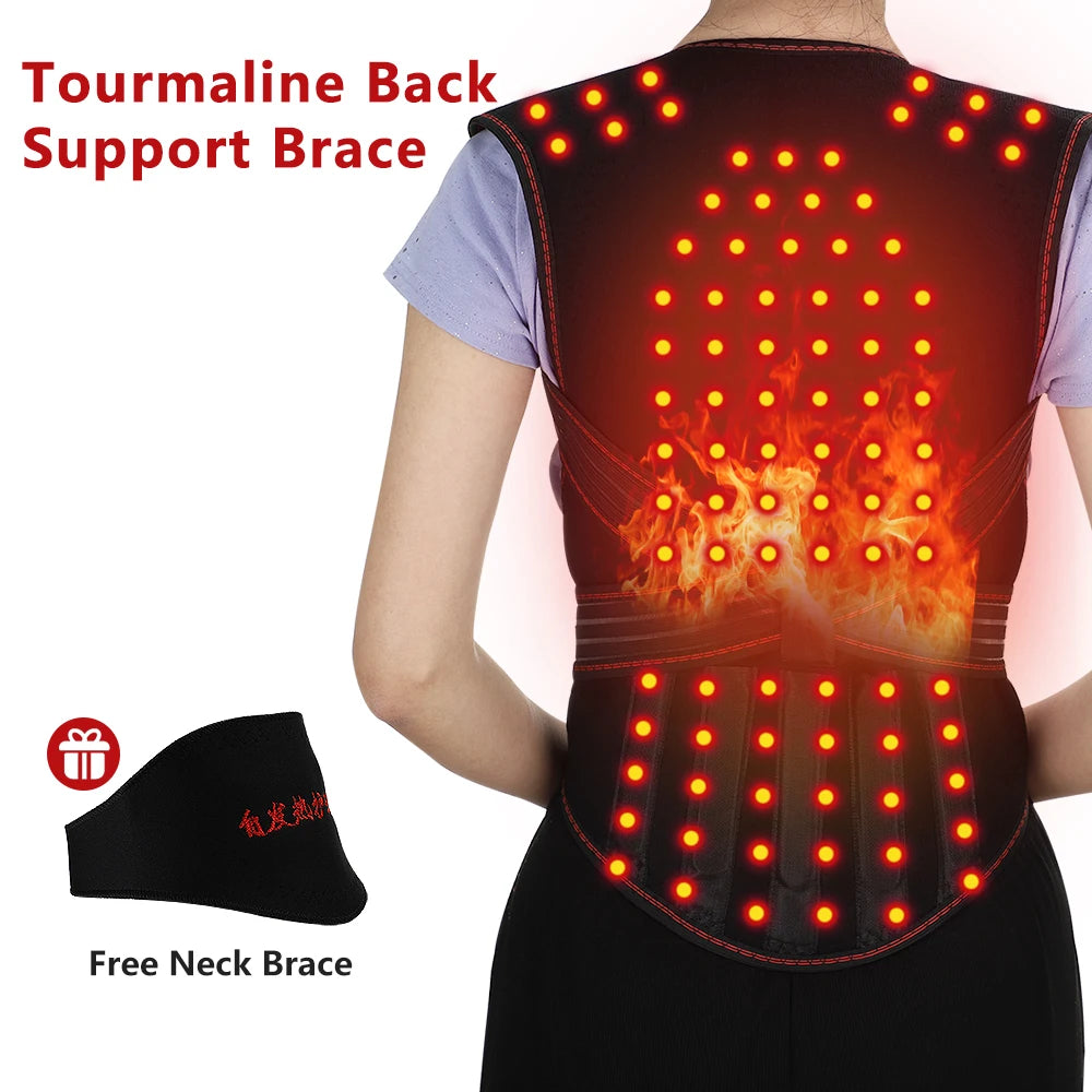 108/111 Tourmaline Magnets Self-heating Belt Protector Relieve Shoulder Muscle Joint Fatigue Warming Back Waist Vest Braces