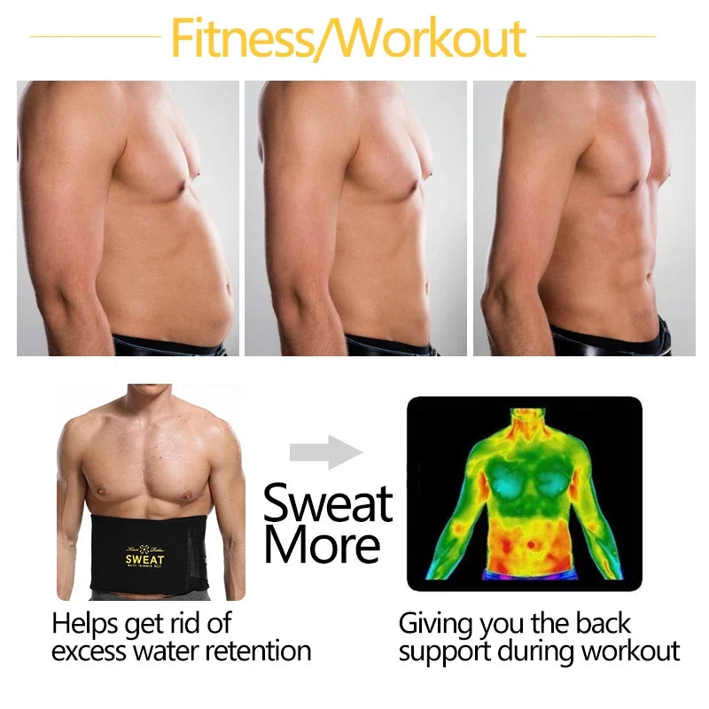 Men Body Shaper Waist Cinchers Trainer Tummy Control Comperssion Neoprene Sweat Wrap for Stomach Back Lumbar Support Shapewear