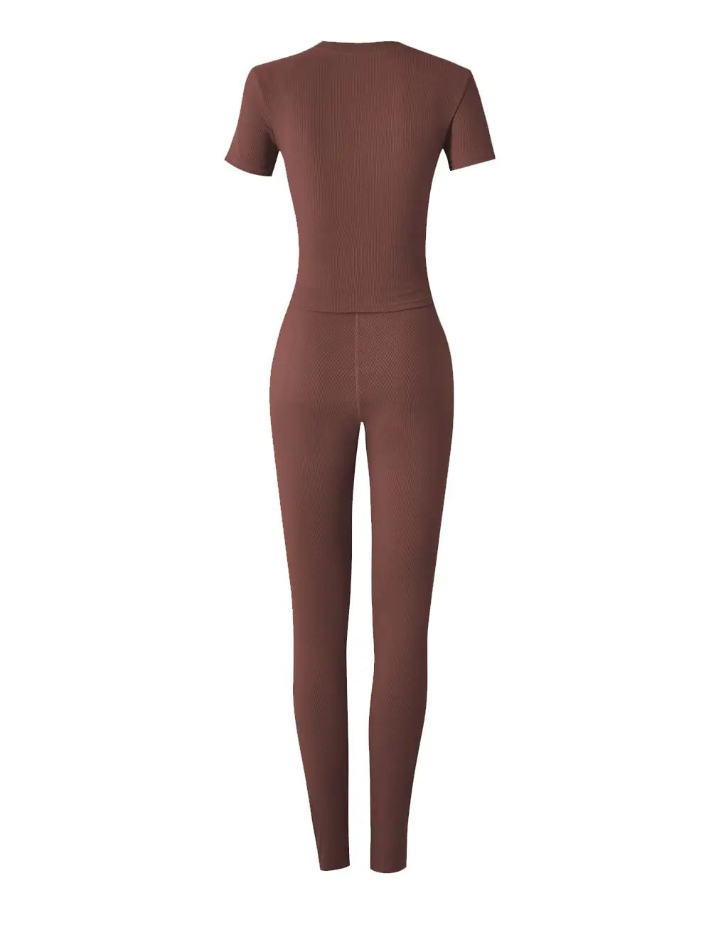 Women's Ribbed Lounge Wear 2 Piece Set Casual Summer Outfit Sleeve Top with Elastic Leggings Junior Size Eye Catching Solid Color