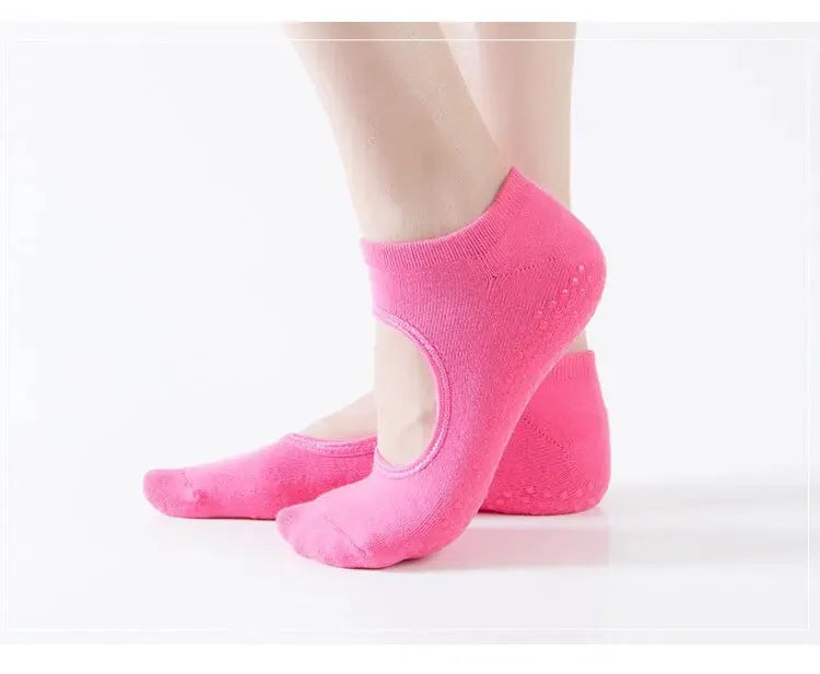 Cotton Non-slip Fitness Yoga Socks for Women Backless Pilates Ballet Dance Slippers Ideal for Gym Workouts Barefoot Socks