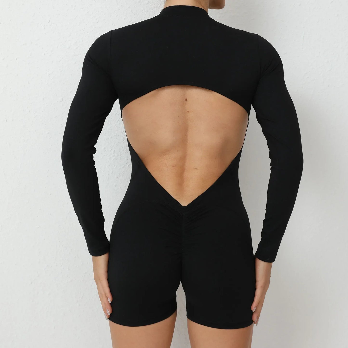 Seamless Yoga Zipper Jumpsuit for Women Long-Sleeved Hip-Lifting Fitness Beauty Back Sports Workout Gym Tracksuit