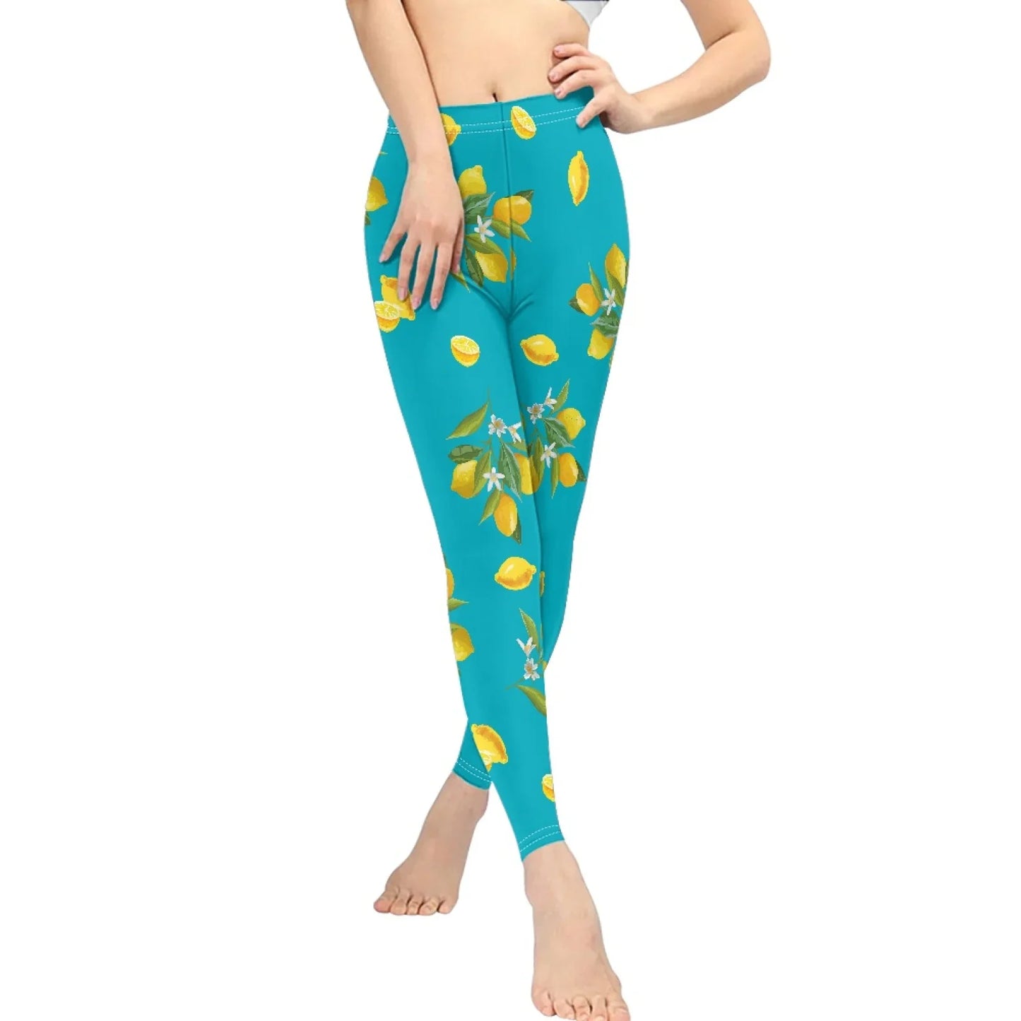 High Waist Breathable Yoga Pants for Women Slim Fit Soft Printed Leggings Party Gift with Lemon Fruit Cartoon Images