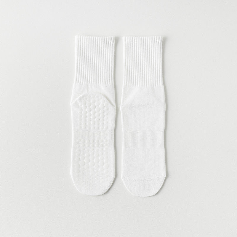 Indoor Dance Gymnastic Training Pilates Yoga Socks Solid Color Mid Calf Fitness Non-slip Silicone Socks for Sports