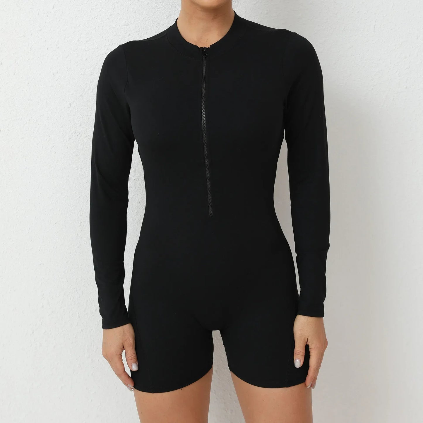Seamless Yoga Zipper Jumpsuit for Women Long-Sleeved Hip-Lifting Fitness Beauty Back Sports Workout Gym Tracksuit