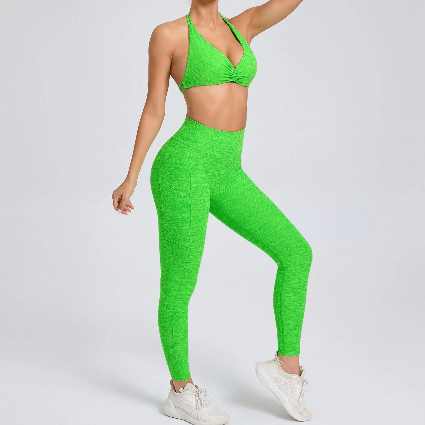 Eye Catching Yoga Set for Women 2PCS with Shorts Crop Top Sports Bra Gym Fitness Tracksuit for Running
