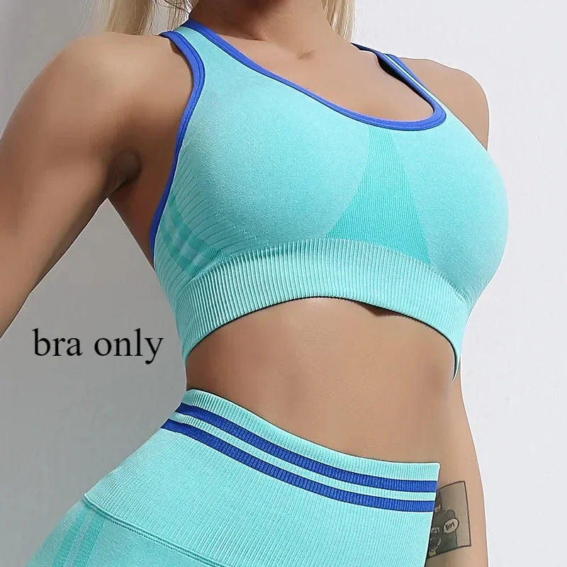 Women's Yoga Clothing Set Long Sleeve Leggings Pants for Gym Fitness Tracksuit Active Wear Workout Clothes
