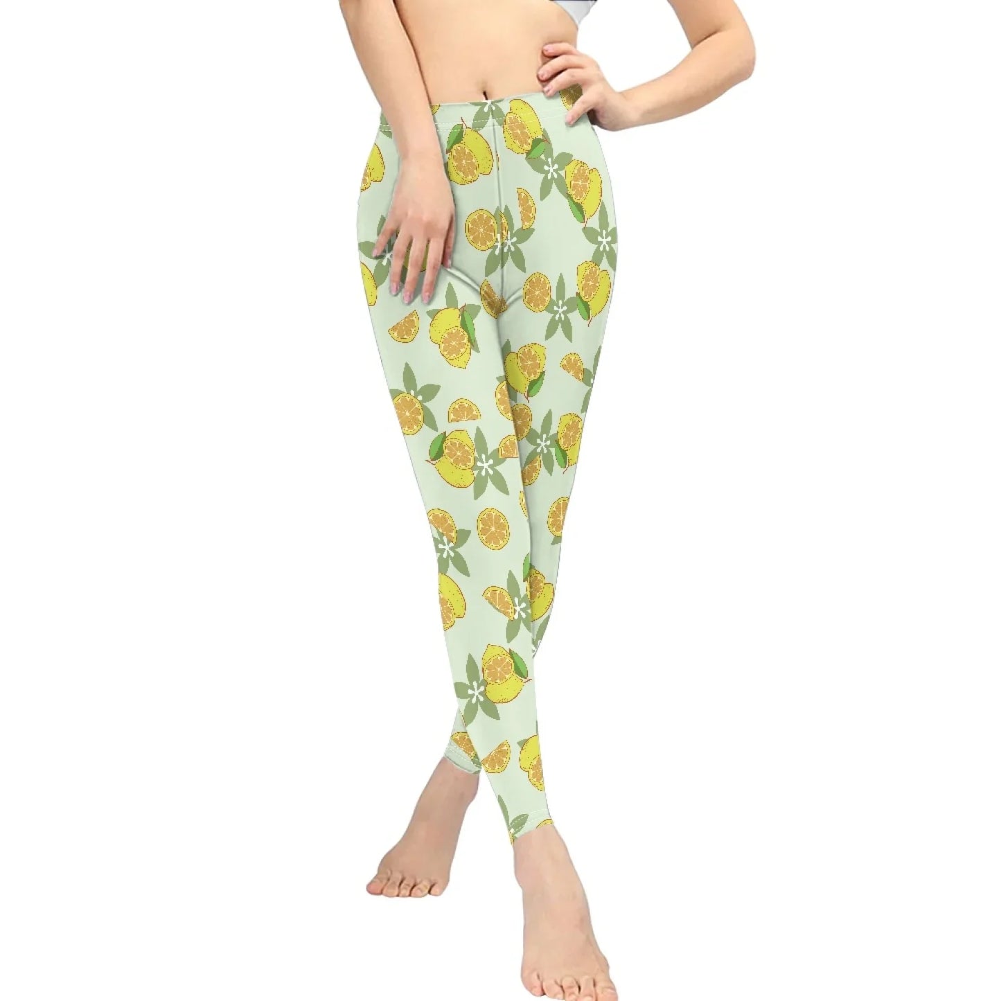 High Waist Breathable Yoga Pants for Women Slim Fit Soft Printed Leggings Party Gift with Lemon Fruit Cartoon Images