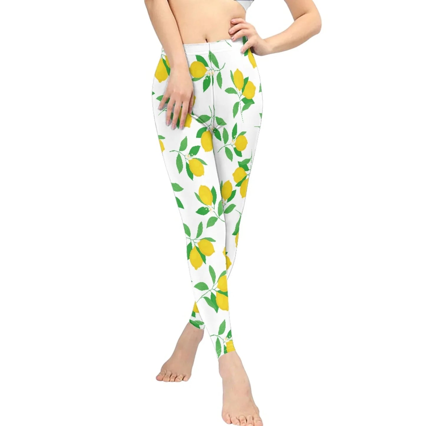 High Waist Breathable Yoga Pants for Women Slim Fit Soft Printed Leggings Party Gift with Lemon Fruit Cartoon Images