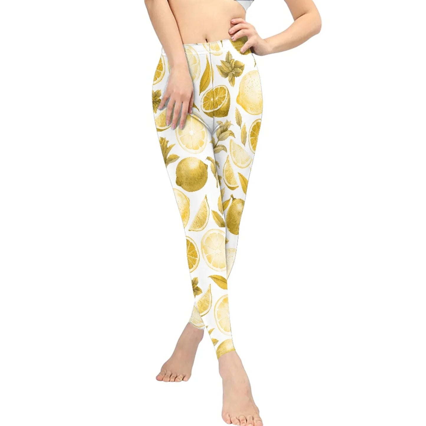 High Waist Breathable Yoga Pants for Women Slim Fit Soft Printed Leggings Party Gift with Lemon Fruit Cartoon Images